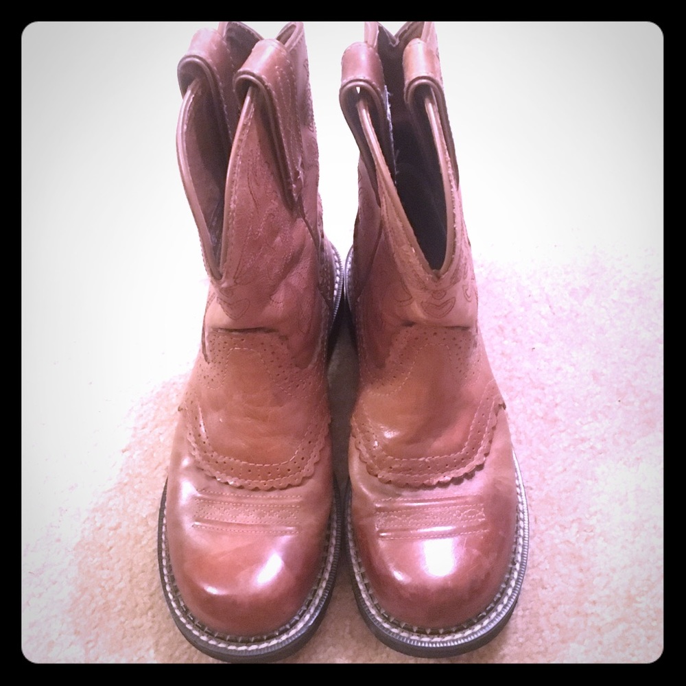 Ariat brown leather fatbaby cowboy western boots